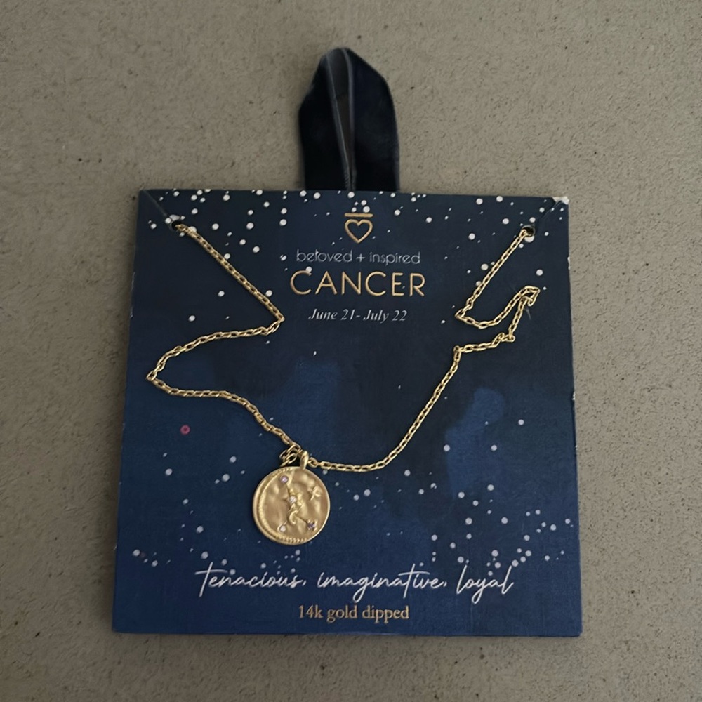 beloved and inspired cancer 14k golf dipped necklace